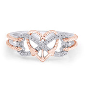 1/10 Carat Round Cut Moissanite Two Tone Ring