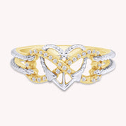 1/10 CT Natural Diamond Two Tone Heart Infinity Anchor Rope Promise Ring 14k Gold Over Sterling Silver (I-J Color, I2-I3 Clarity, 0.10 Cttw) Gift For Her