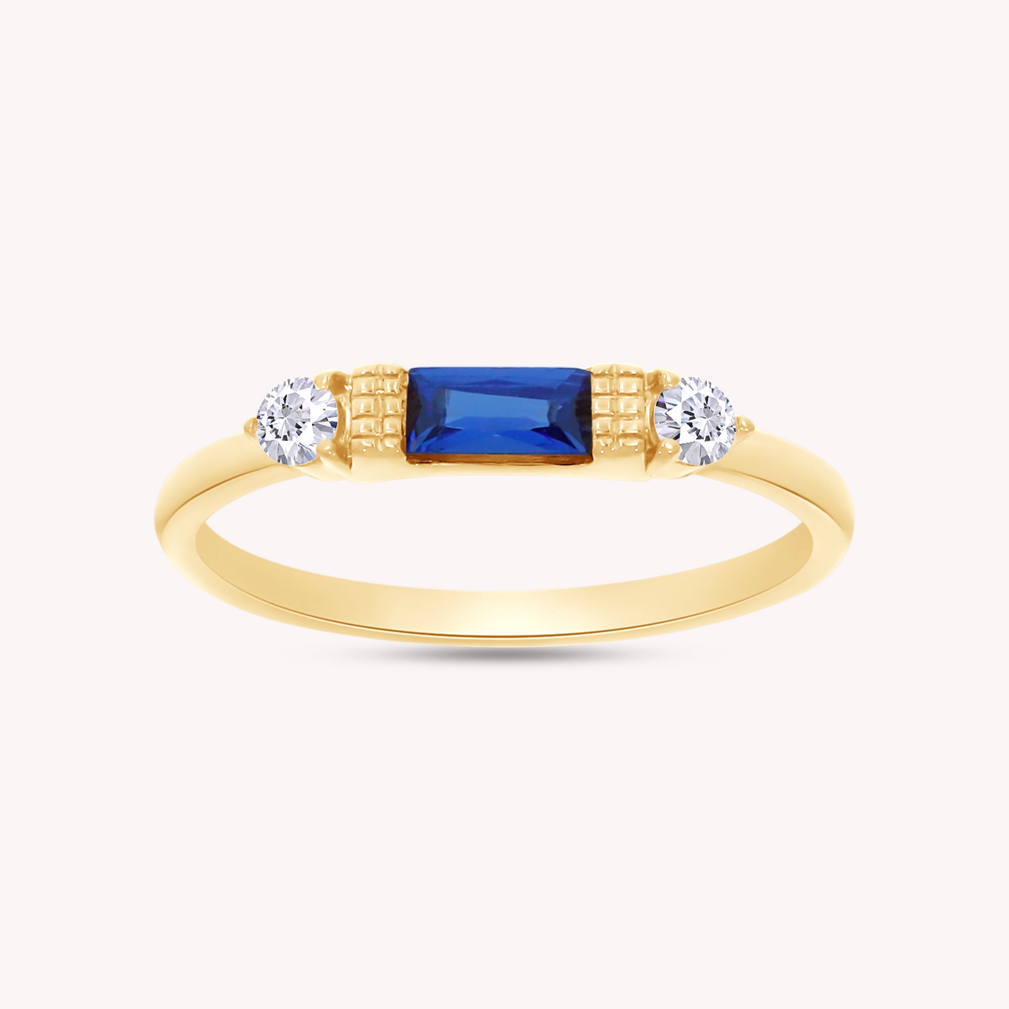 925 Sterling Silver Baguette Cut Simulated Birthstone And White Cubic Zirconia Three Stone Design Bridal Engagement Wedding Ring Jewelry Gift For Her