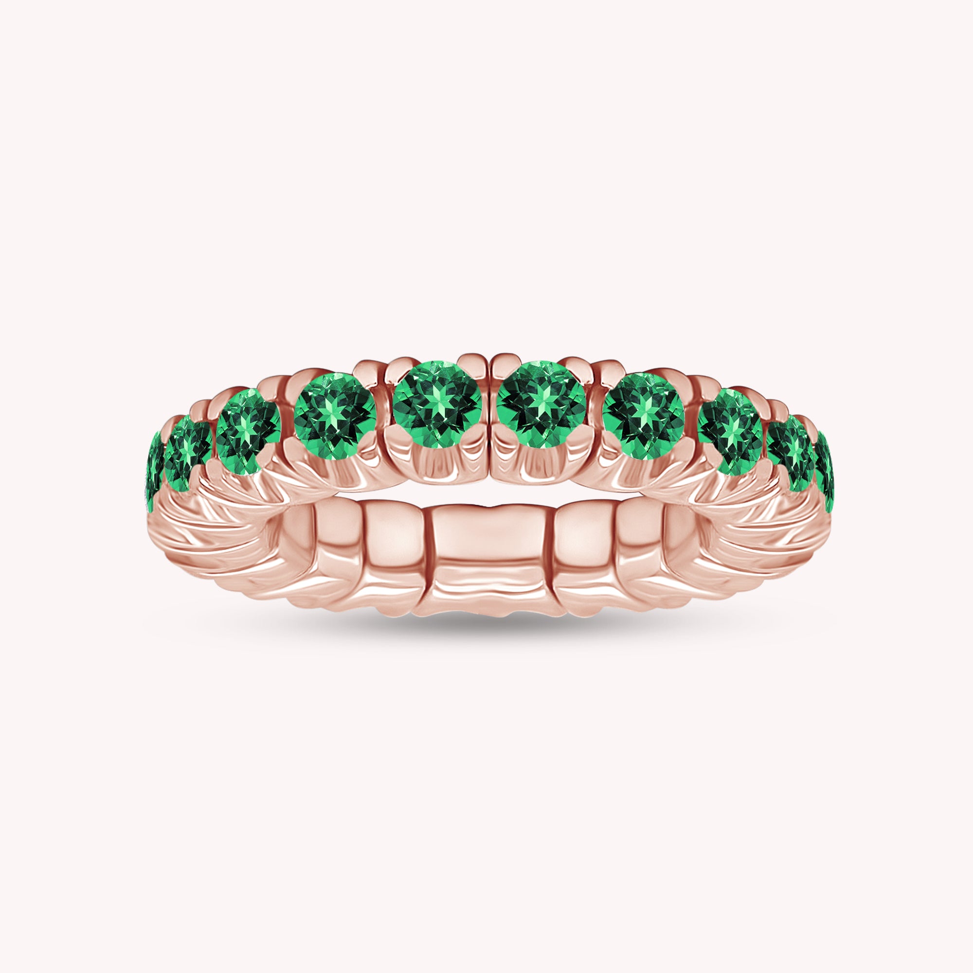 Round Shape Lab Grown Gemstone Stretchable Eternity Engagement Ring for Women