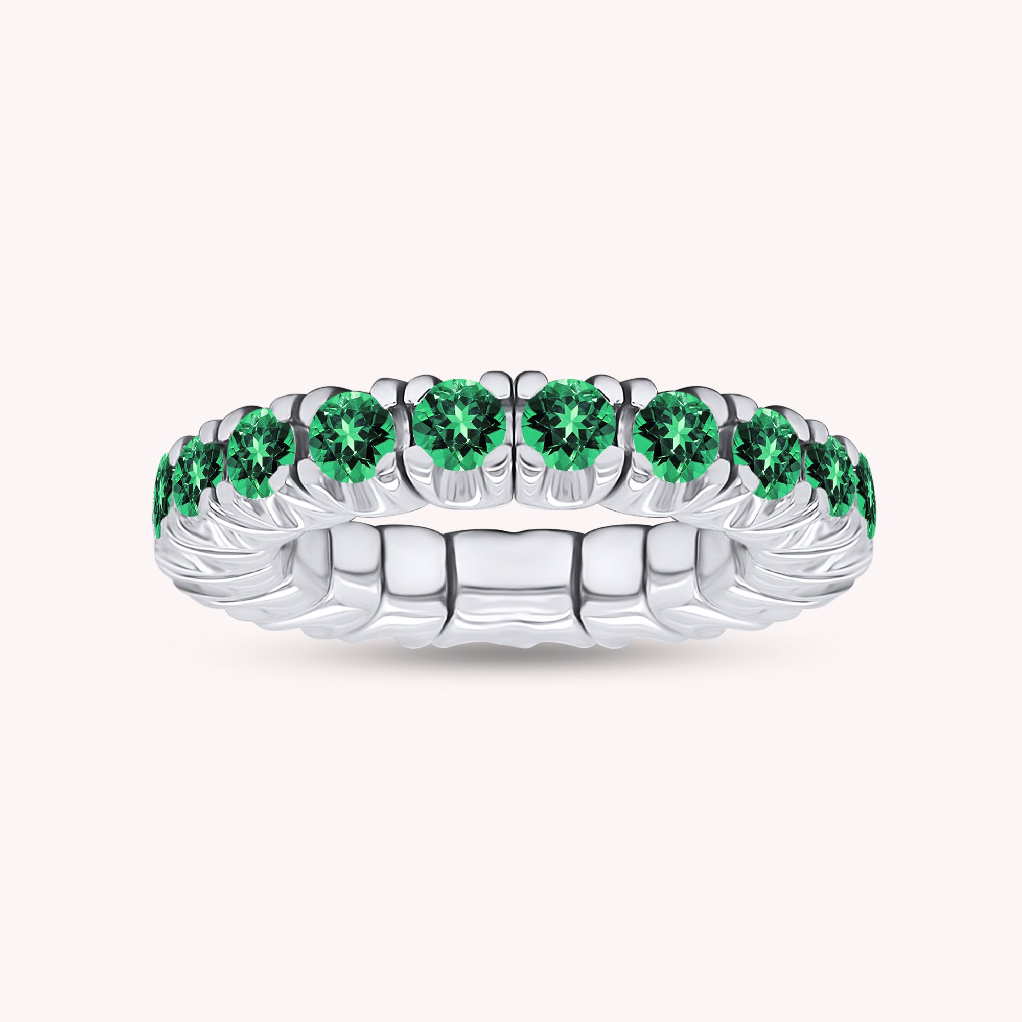 Round Shape Lab Grown Gemstone Stretchable Eternity Engagement Ring for Women