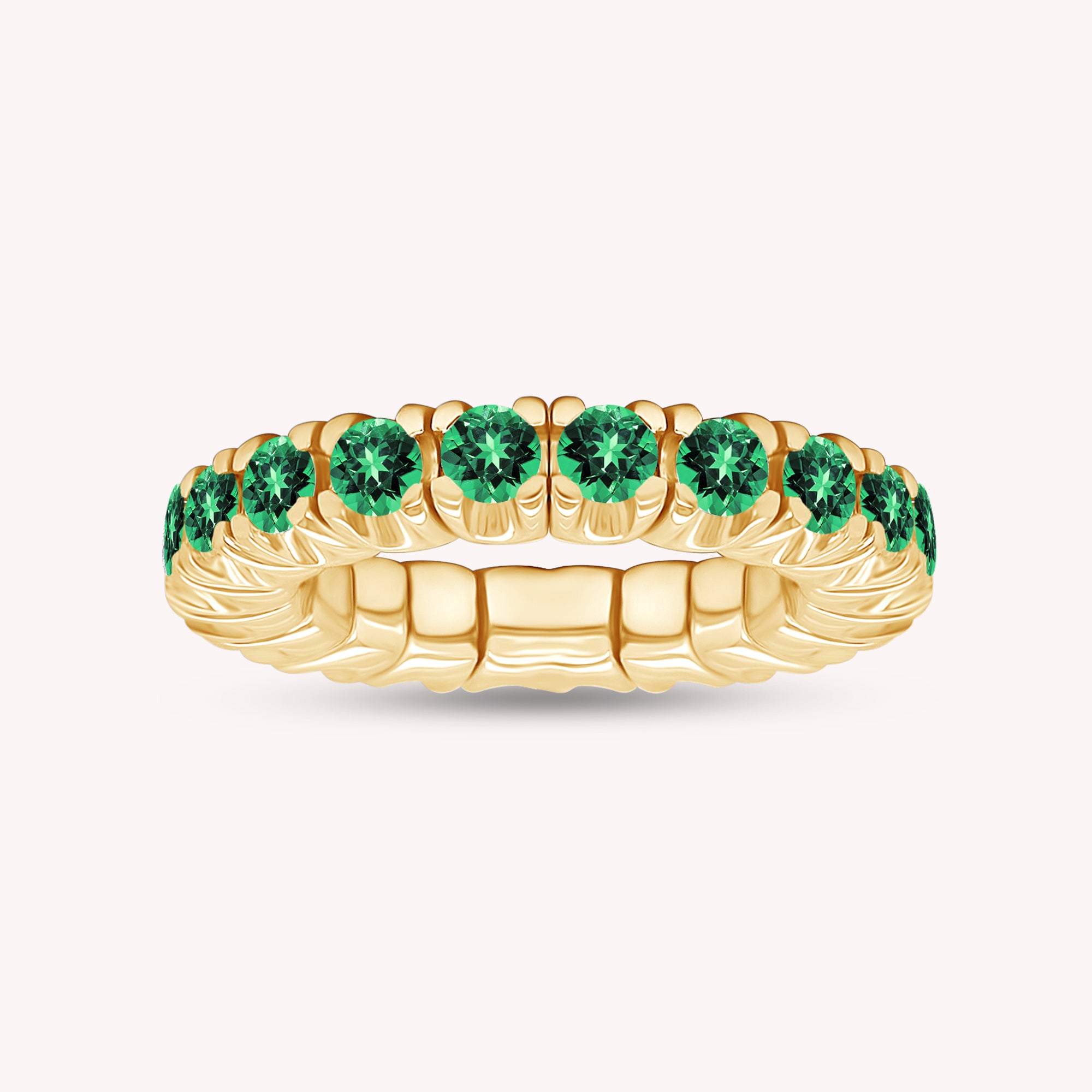 Round Shape Lab Grown Gemstone Stretchable Eternity Engagement Ring for Women
