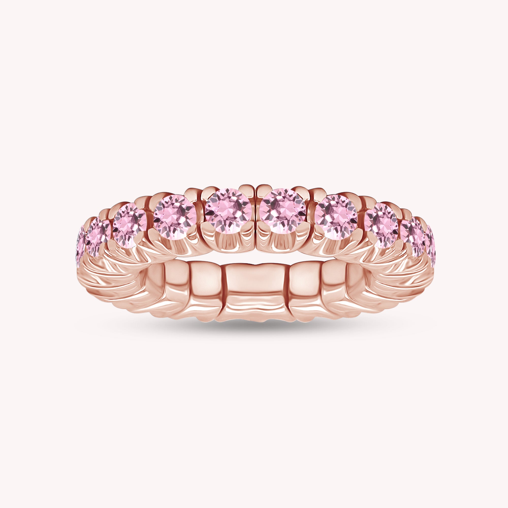 Round Shape Lab Grown Gemstone Stretchable Eternity Engagement Ring for Women