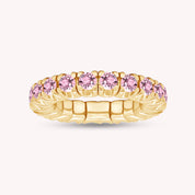 Round Shape Lab Grown Gemstone Stretchable Eternity Engagement Ring for Women
