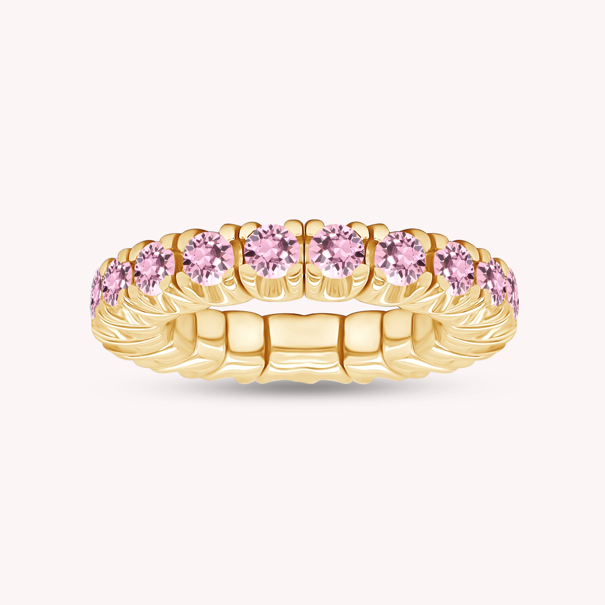 Round Shape Lab Grown Gemstone Stretchable Eternity Engagement Ring for Women