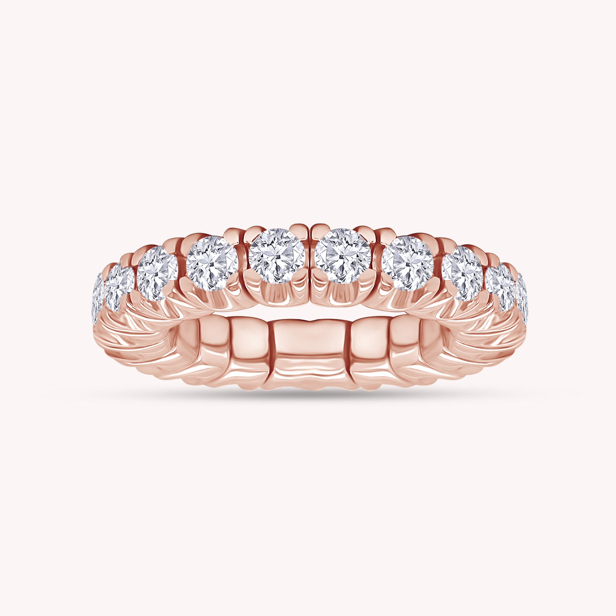 Round Shape Lab Created Moissanite Stretchable Eternity Engagement Ring for Women