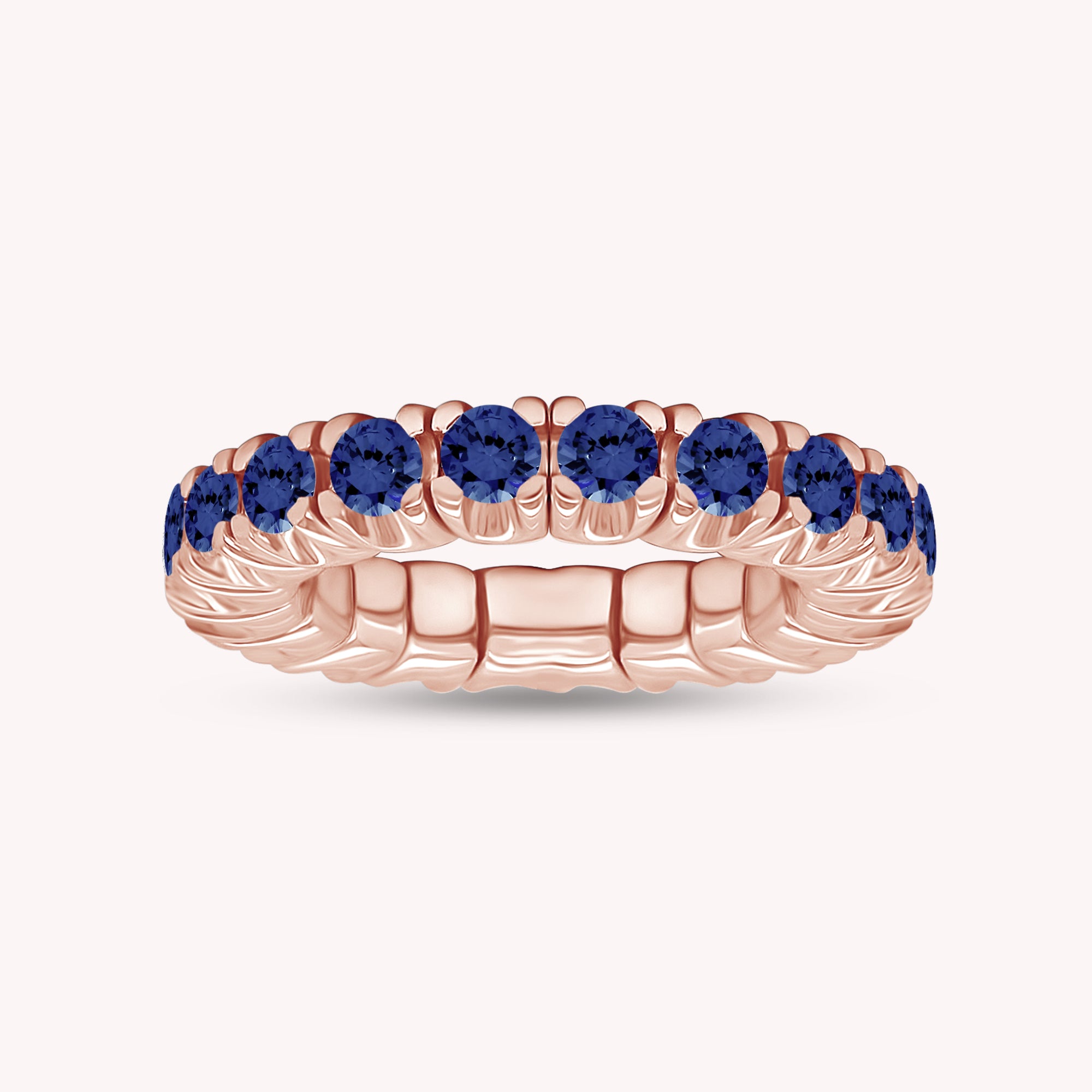 Round Shape Lab Grown Gemstone Stretchable Eternity Engagement Ring for Women