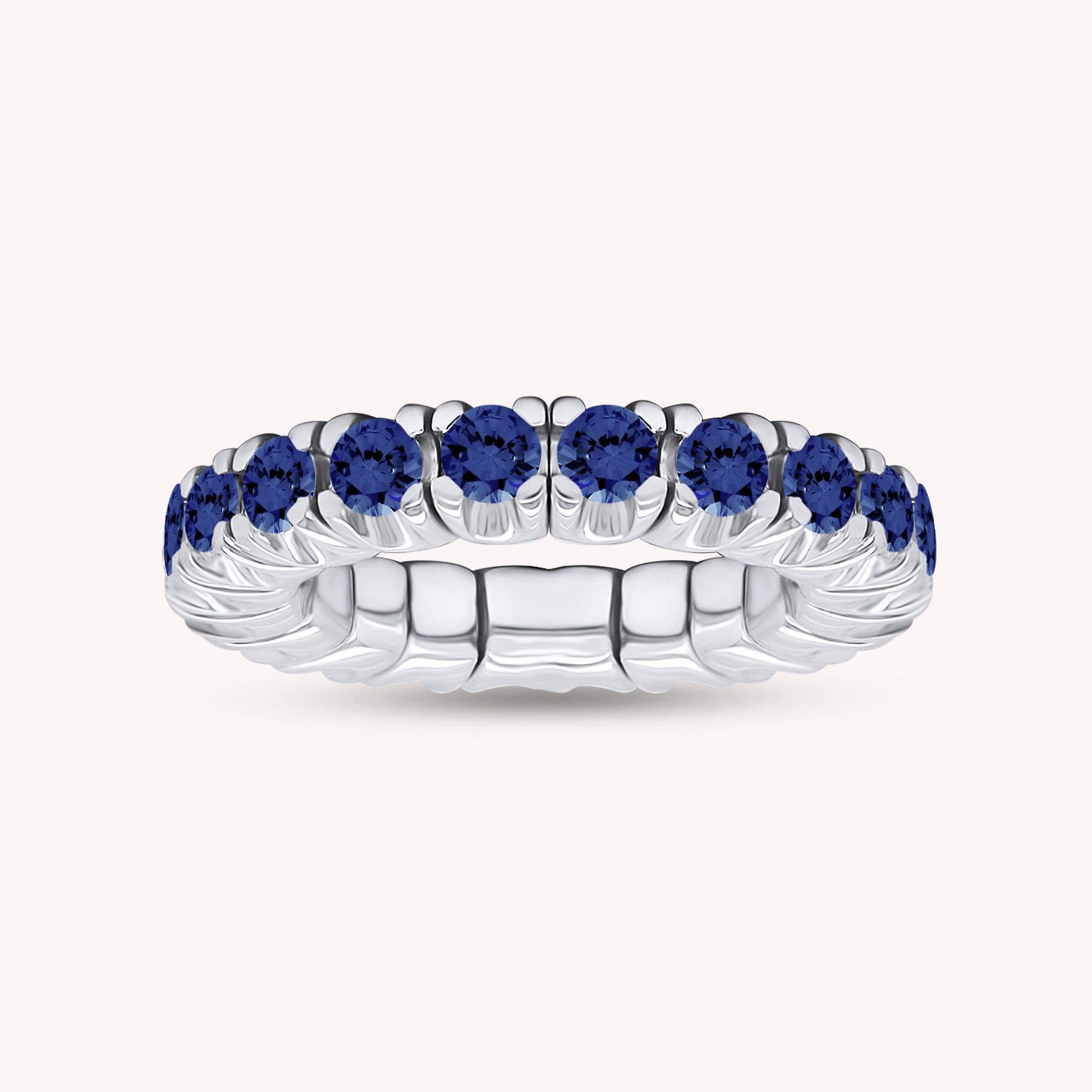 Round Shape Lab Grown Gemstone Stretchable Eternity Engagement Ring for Women