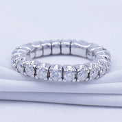 Round Shape Lab Created Moissanite Stretchable Eternity Engagement Ring for Women