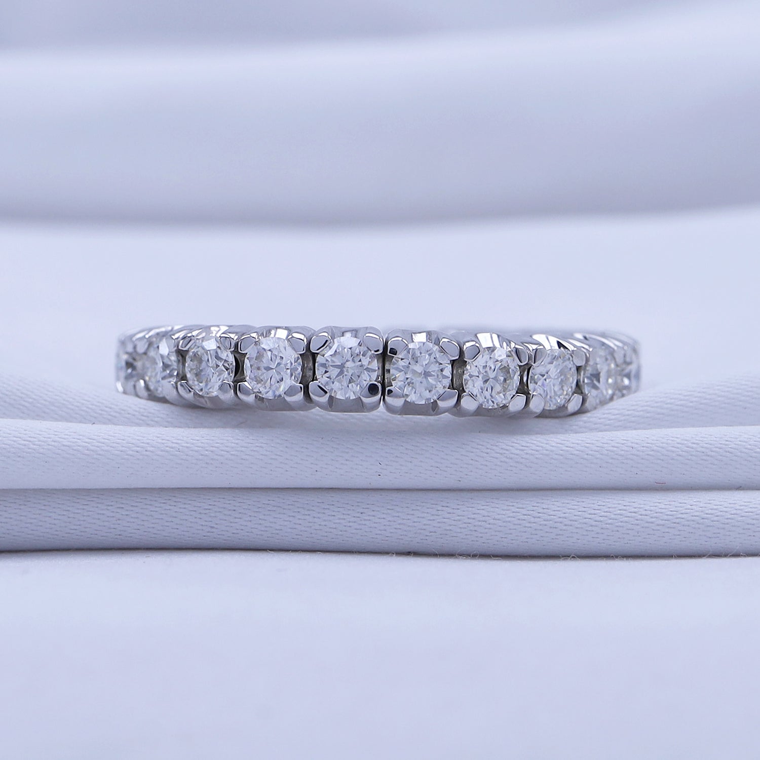 Round Shape Lab Created Moissanite Stretchable Eternity Engagement Ring for Women