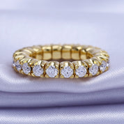 Round Shape Lab Created Moissanite Stretchable Eternity Engagement Ring for Women