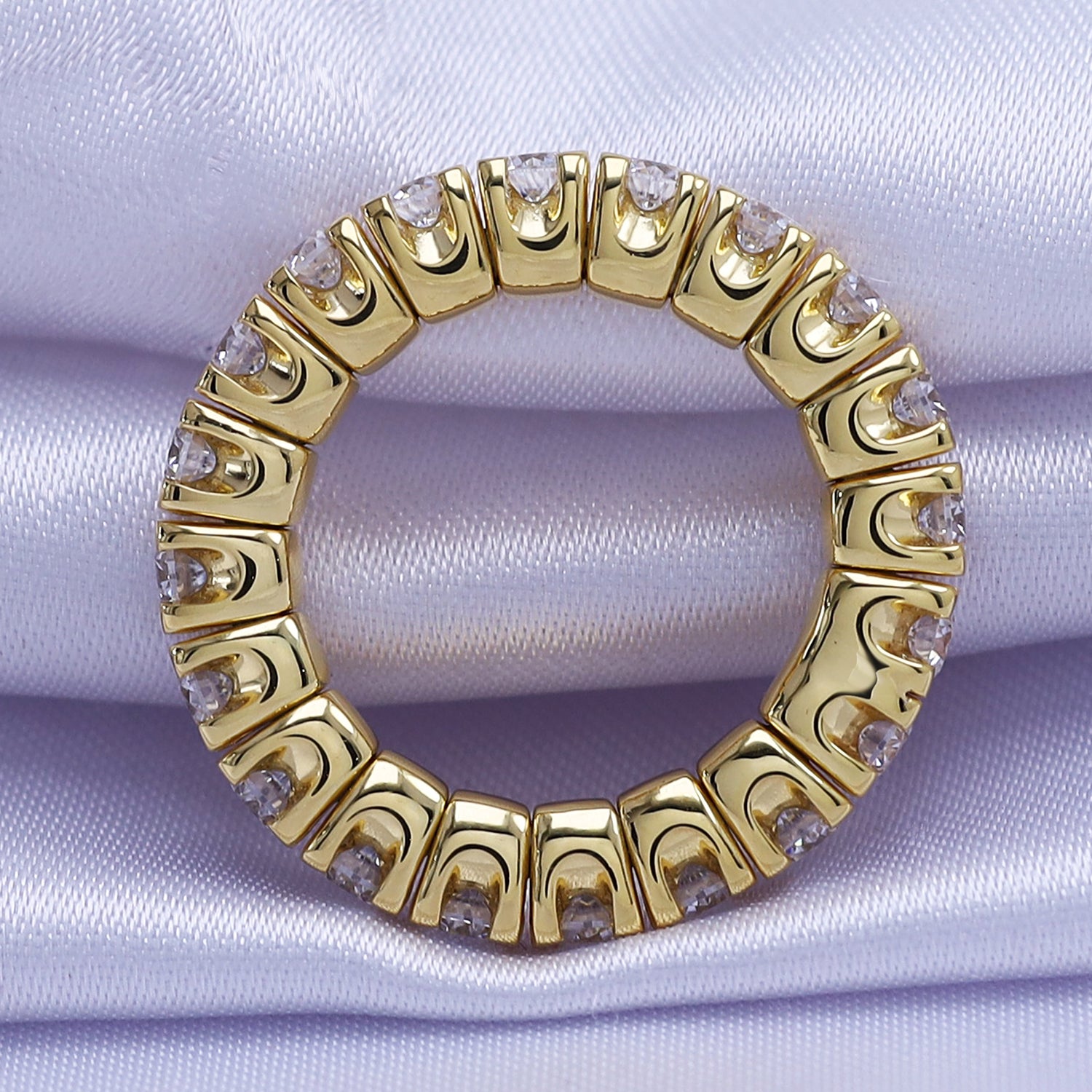 Round Shape Lab Created Moissanite Stretchable Eternity Engagement Ring for Women