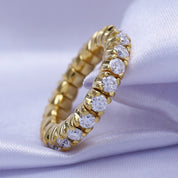 Round Shape Lab Created Moissanite Stretchable Eternity Engagement Ring for Women