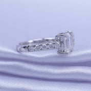 1.90 Carat Emerald, Heart & Round Cut Lab Created Moissanite Adjustable Toi Et Moi Ring In 925 Sterling Silver & 10K Solid Gold