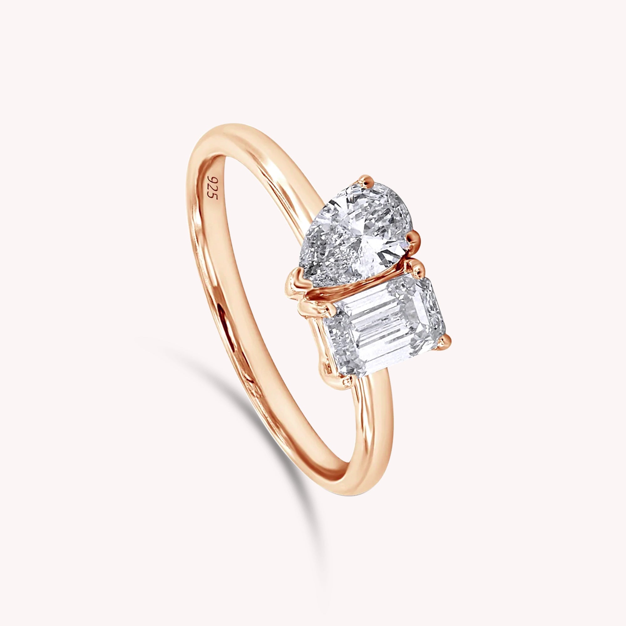 Toi Et Moi 2-Stone Ring In Lab Created Moissanite