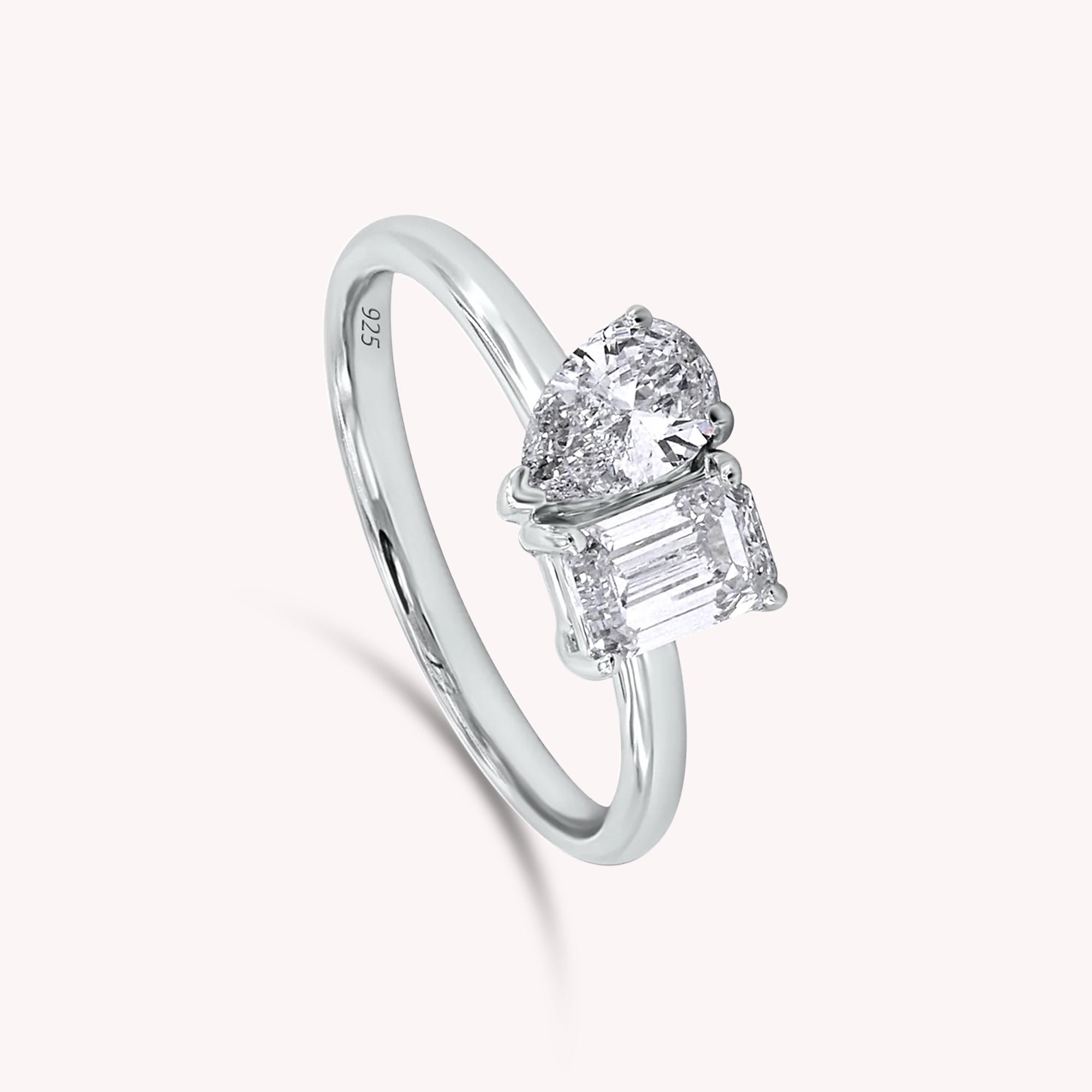 Toi Et Moi 2-Stone Ring In Lab Created Moissanite
