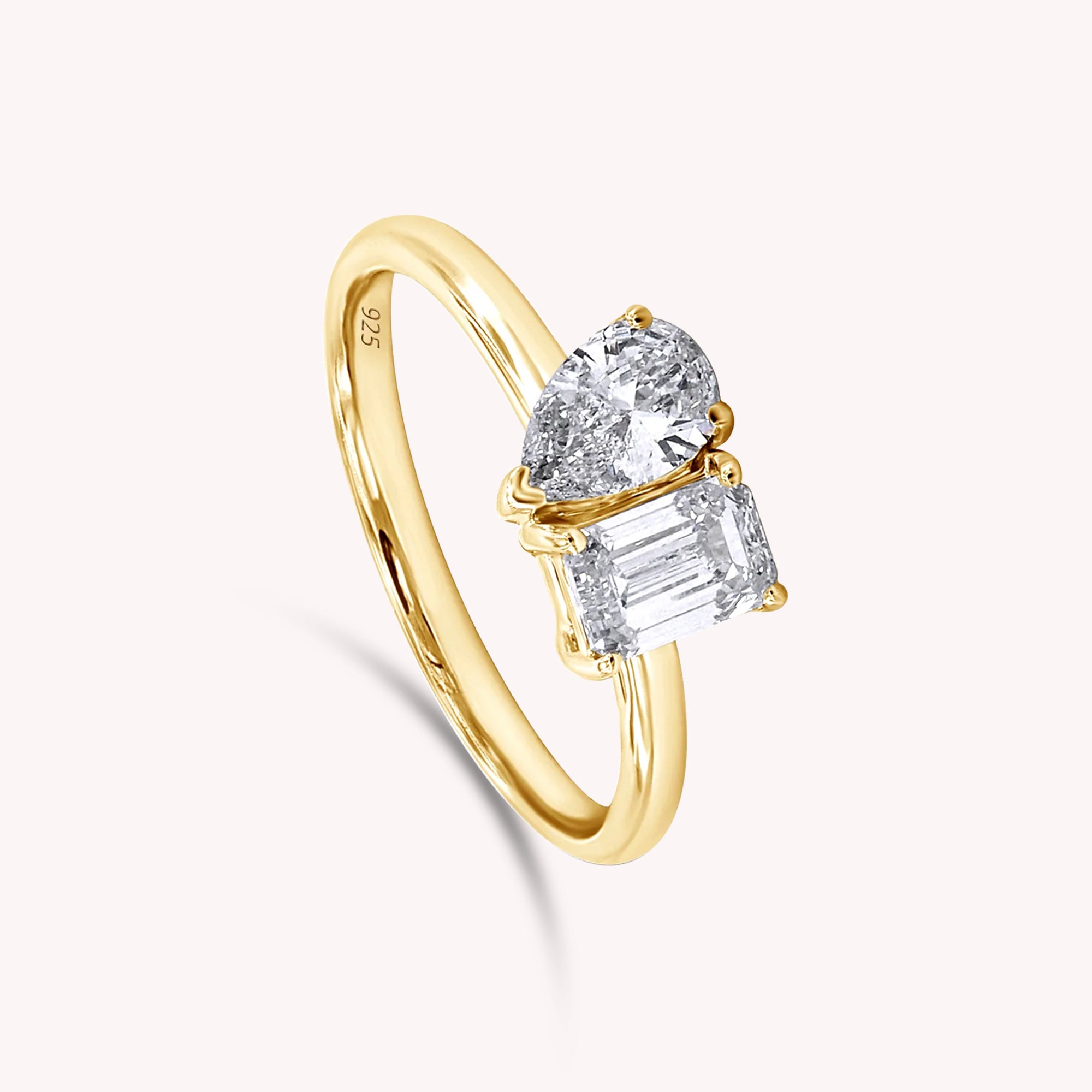 Toi Et Moi 2-Stone Ring In Lab Created Moissanite