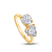 Round & Heart Lab Created Moissanite Diamond Toi Et Moi 2-Stone Engagement Ring In 925 Sterling Silver