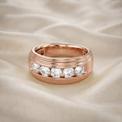 Lab Created Moissanite 5 Stone Channel Set Moissanite Ring