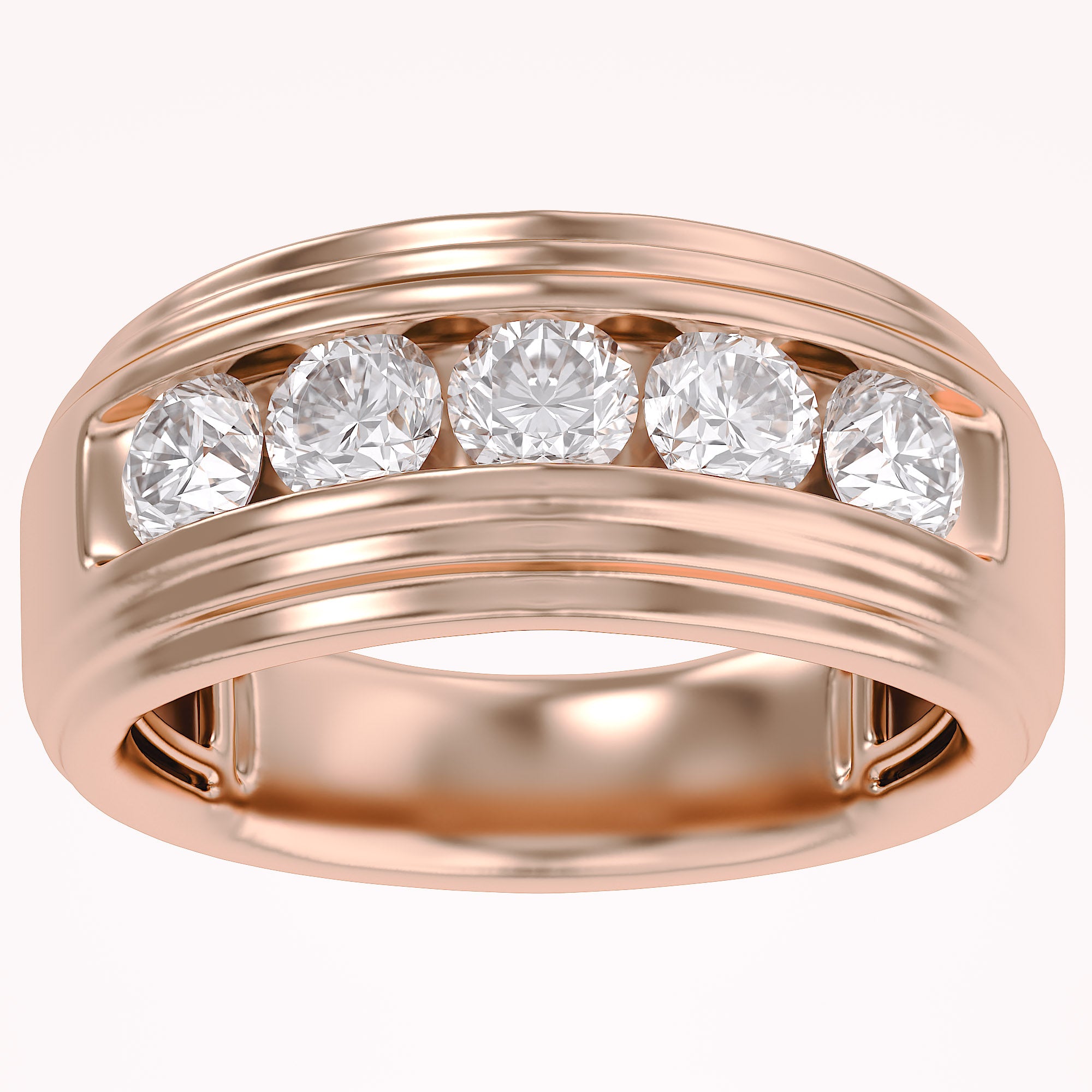 Lab Created Moissanite 5 Stone Channel Set Moissanite Ring
