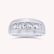 Lab Created Moissanite 5 Stone Channel Set Moissanite Ring