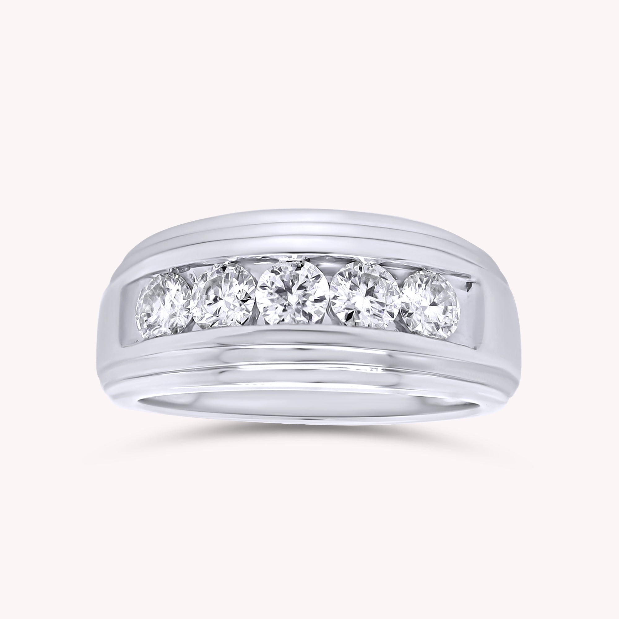 Lab Created Moissanite 5 Stone Channel Set Moissanite Ring