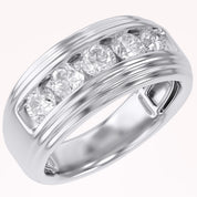 Lab Created Moissanite 5 Stone Channel Set Moissanite Ring