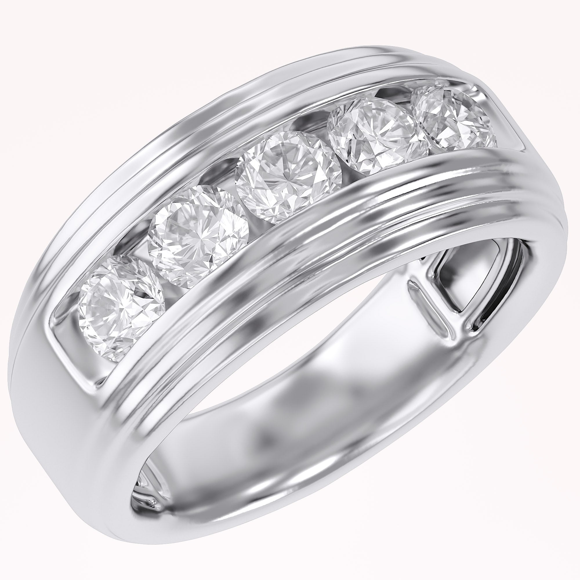 Lab Created Moissanite 5 Stone Channel Set Moissanite Ring