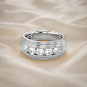 Lab Created Moissanite 5 Stone Channel Set Moissanite Ring