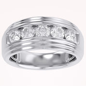 Lab Created Moissanite 5 Stone Channel Set Moissanite Ring