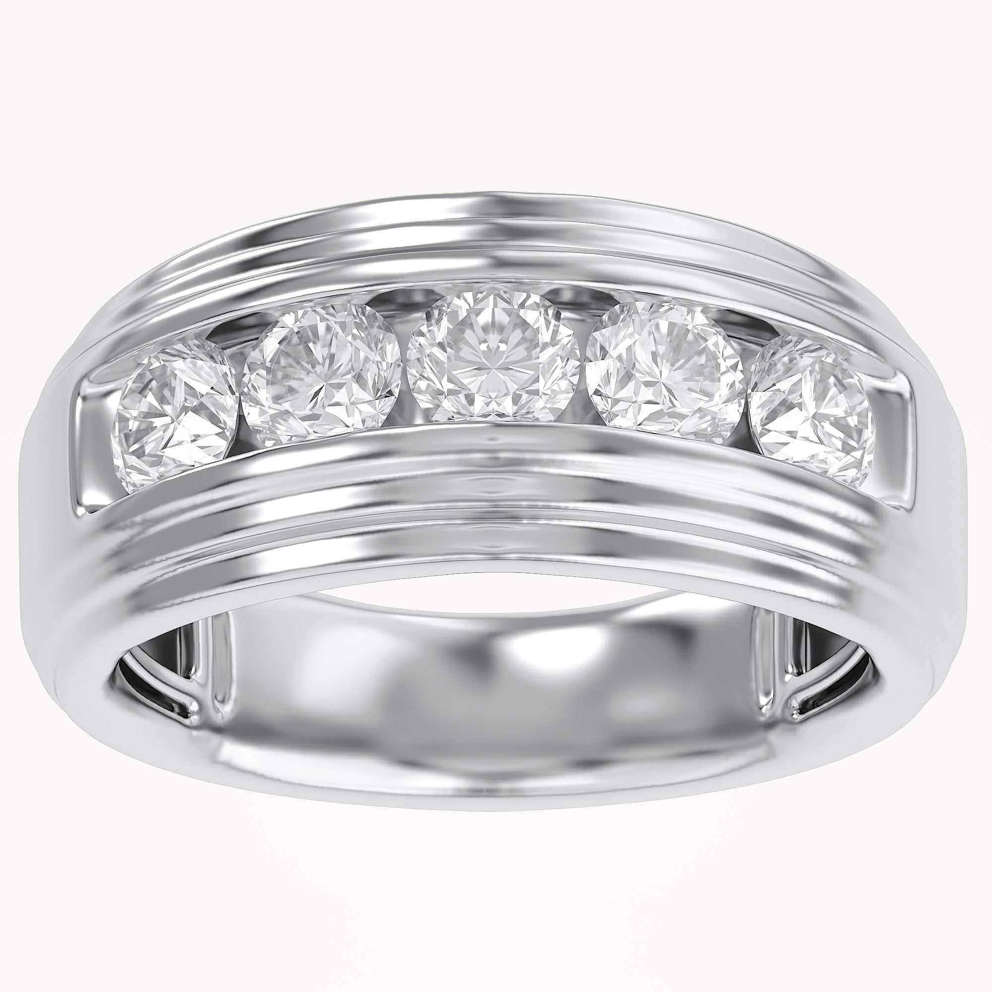 Lab Created Moissanite 5 Stone Channel Set Moissanite Ring