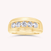 Lab Created Moissanite 5 Stone Channel Set Moissanite Ring
