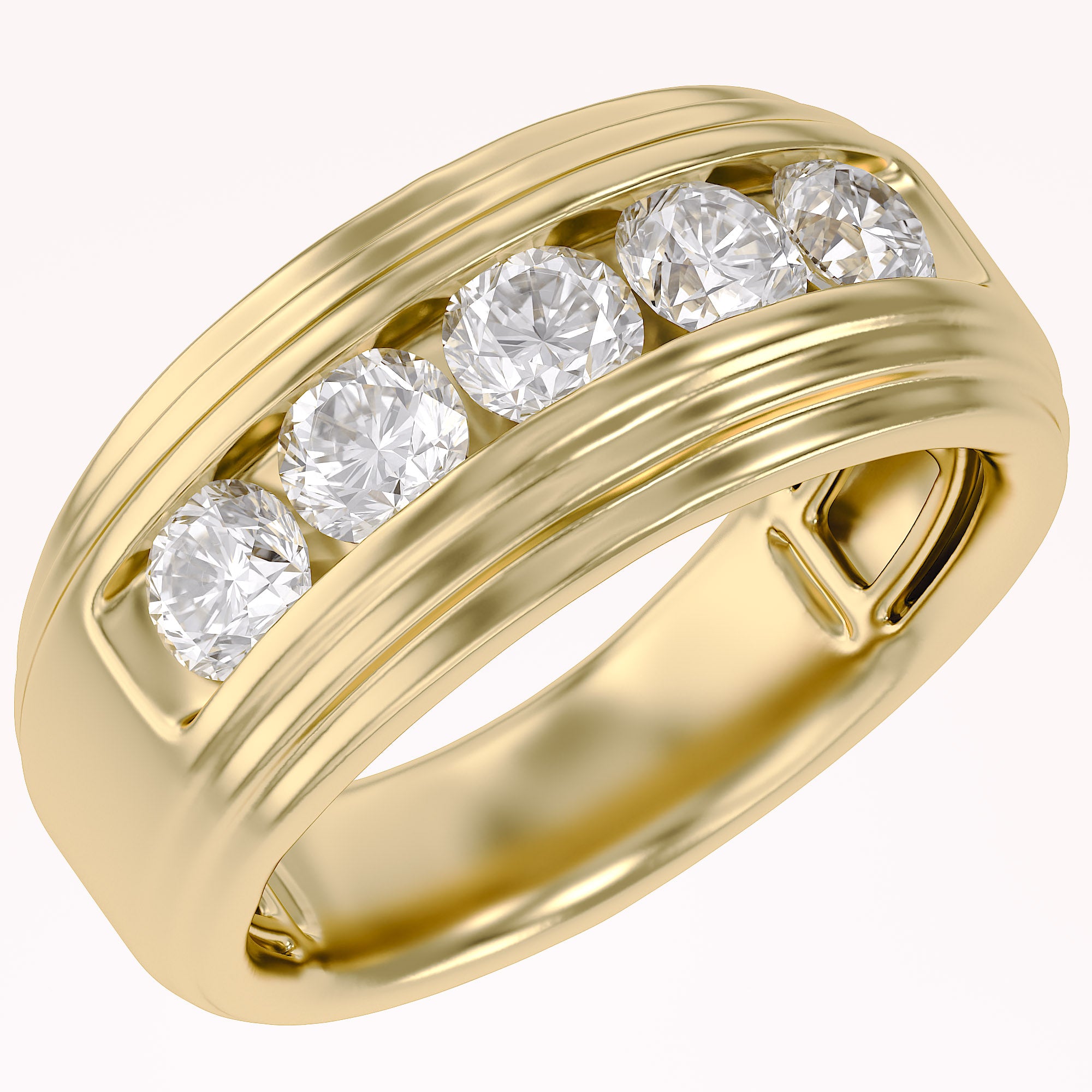 Lab Created Moissanite 5 Stone Channel Set Moissanite Ring