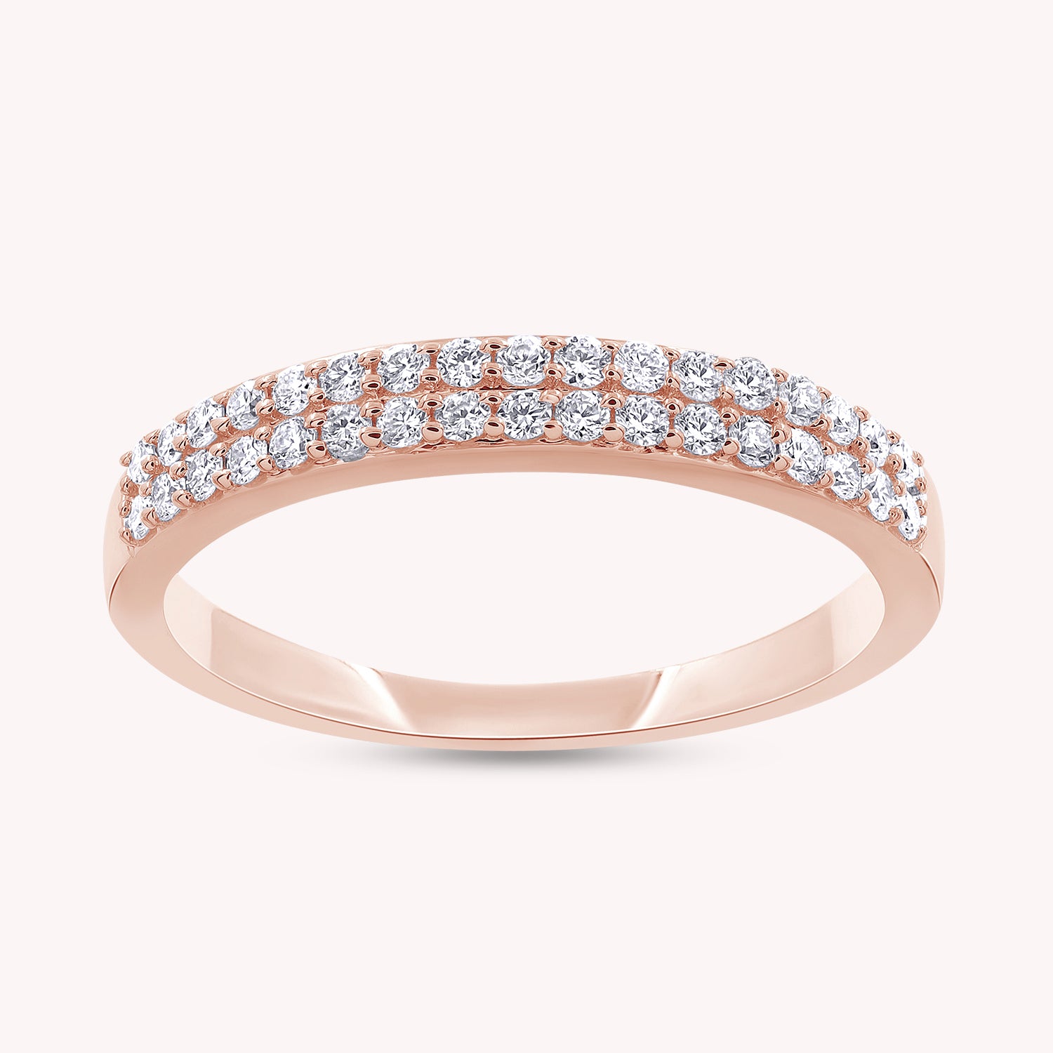 1/4 Carat Lab Grown Diamond Double Row Wedding Band Ring for Women