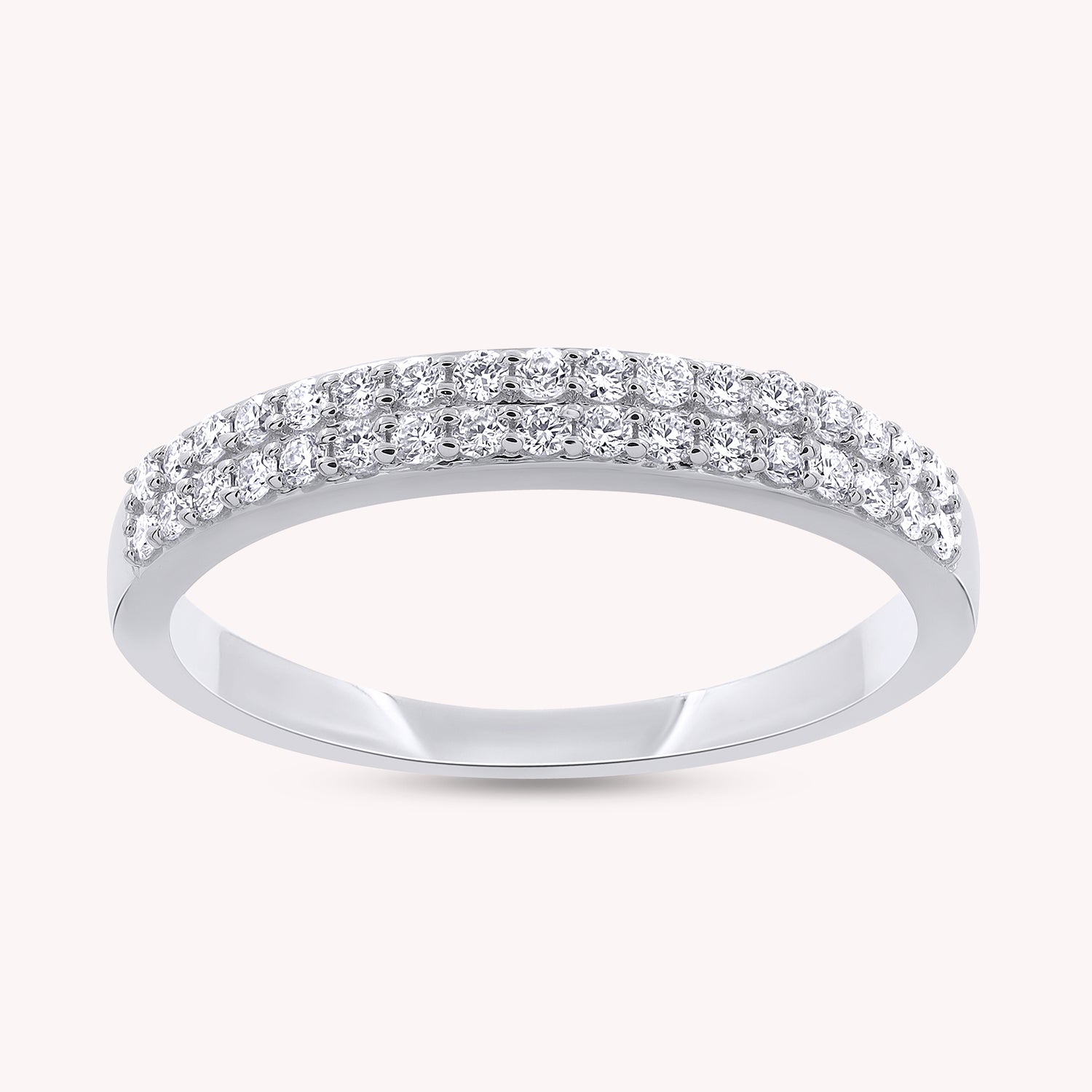 1/4 Carat Lab Grown Diamond Double Row Wedding Band Ring for Women
