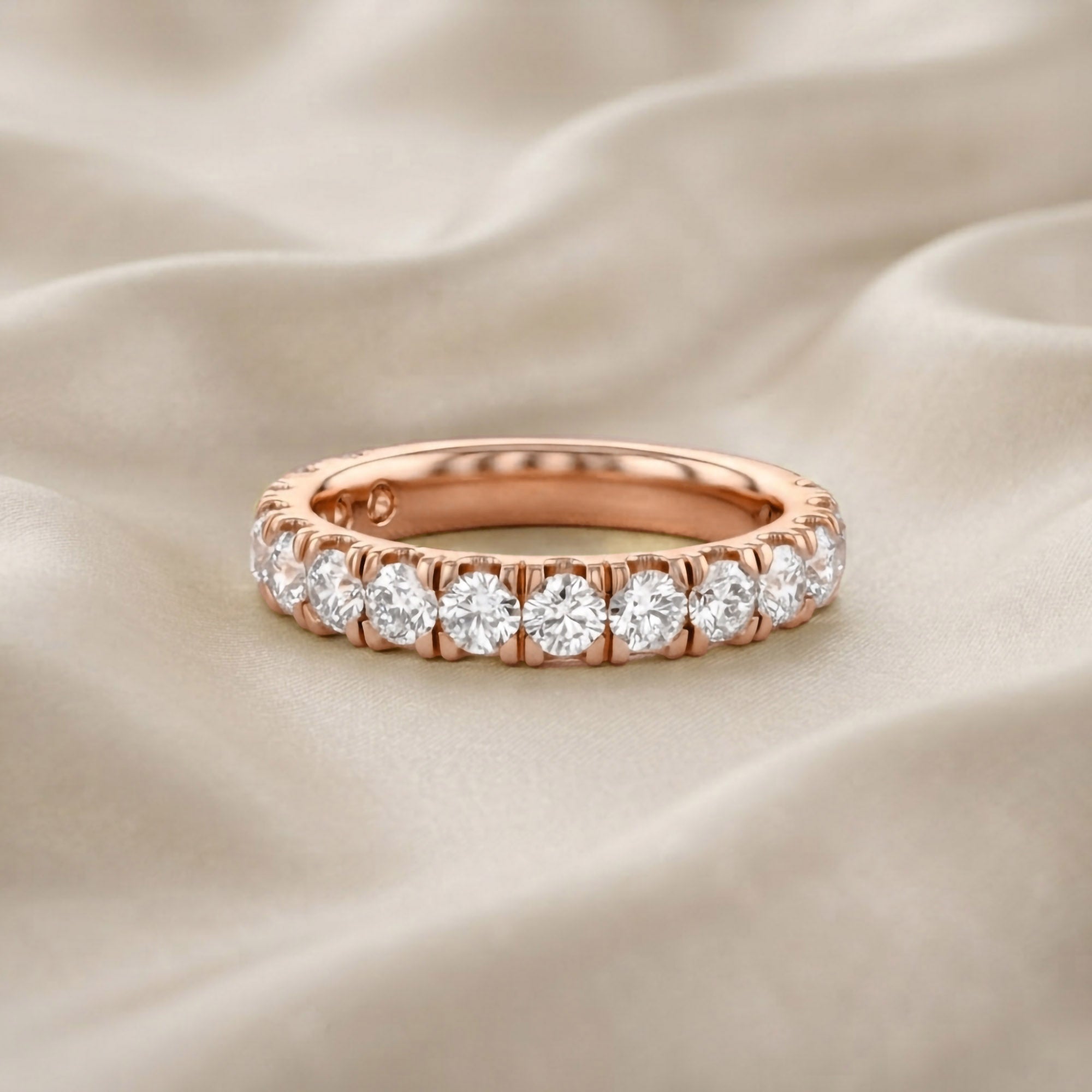 Half Eternity Wedding Band Ring 1.00 Cttw Lab Grown Diamond Sterling Silver, 10K or 14K Solid Gold Jewelry