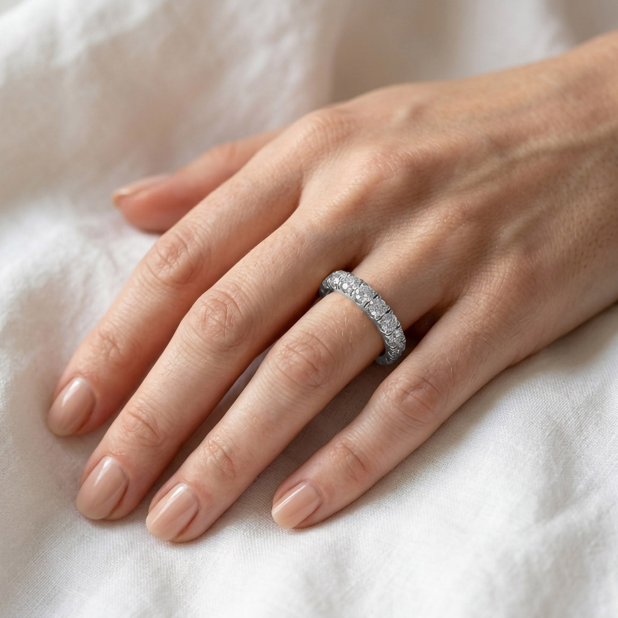 Half Eternity Wedding Band Ring 1.00 Cttw Lab Grown Diamond Sterling Silver, 10K or 14K Solid Gold Jewelry