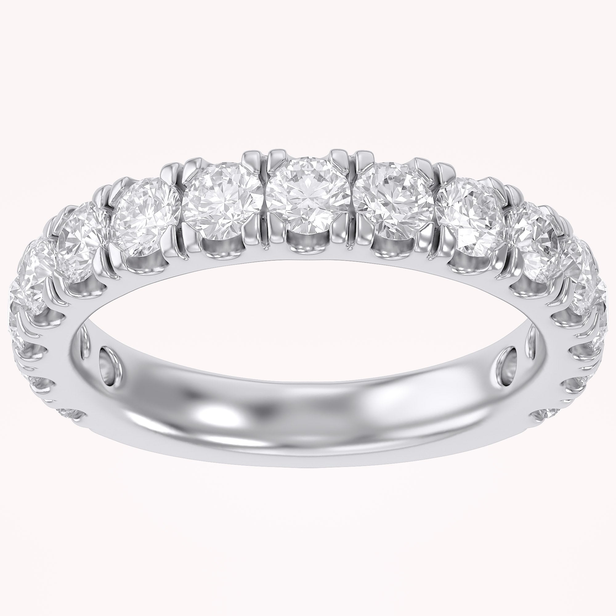 Half Eternity Wedding Band Ring 1.00 Cttw Lab Grown Diamond Sterling Silver, 10K or 14K Solid Gold Jewelry
