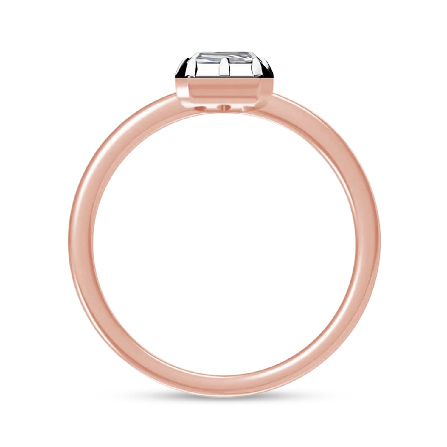 Solitaire Two Tone Emerald Shape Lab Created Moissanite Ring