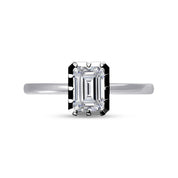 Solitaire Two Tone Emerald Shape Lab Created Moissanite Ring