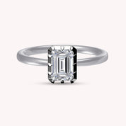 Solitaire Two Tone Emerald Shape Lab Created Moissanite Ring