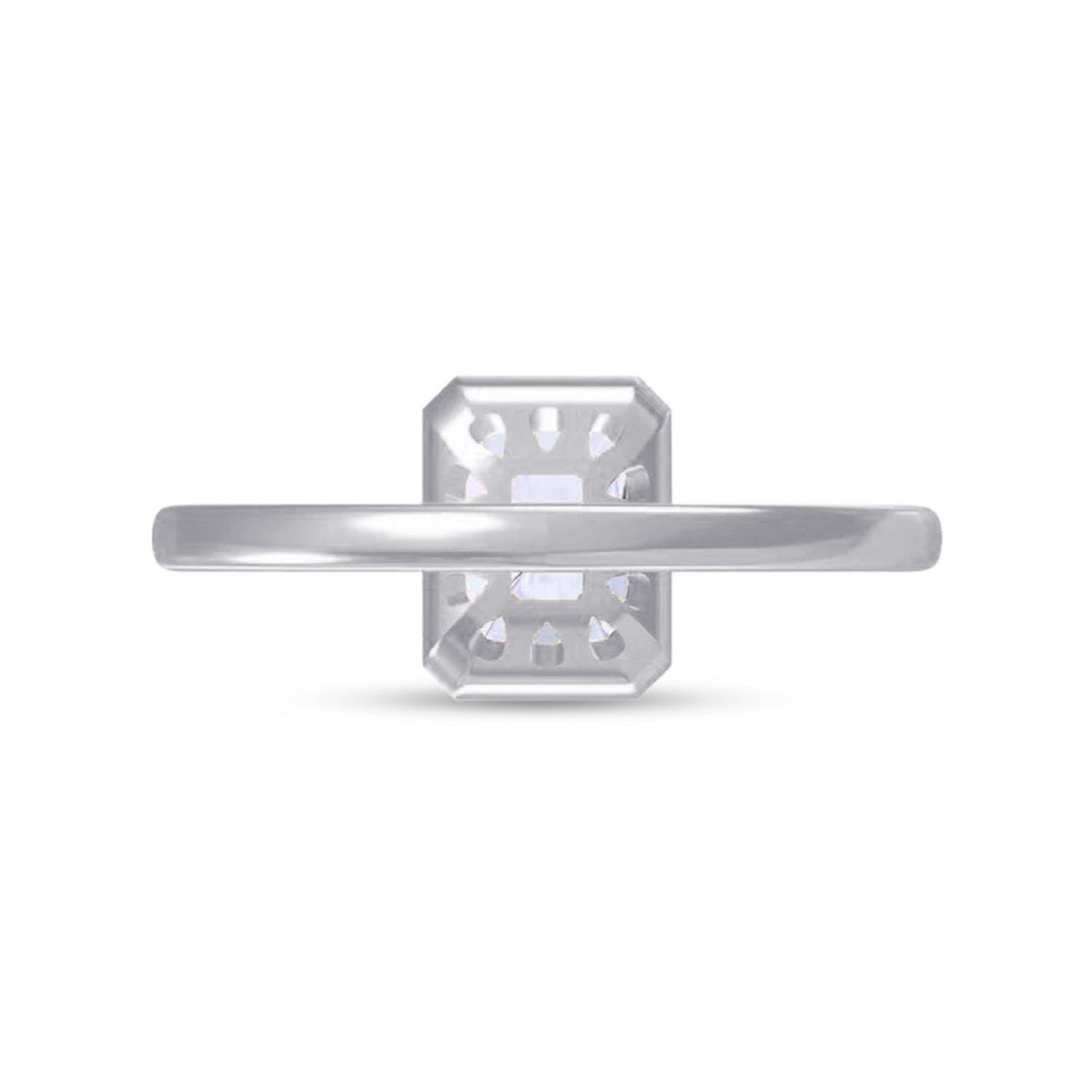 Solitaire Two Tone Emerald Shape Lab Created Moissanite Ring