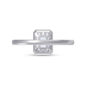 Solitaire Two Tone Emerald Shape Lab Created Moissanite Ring