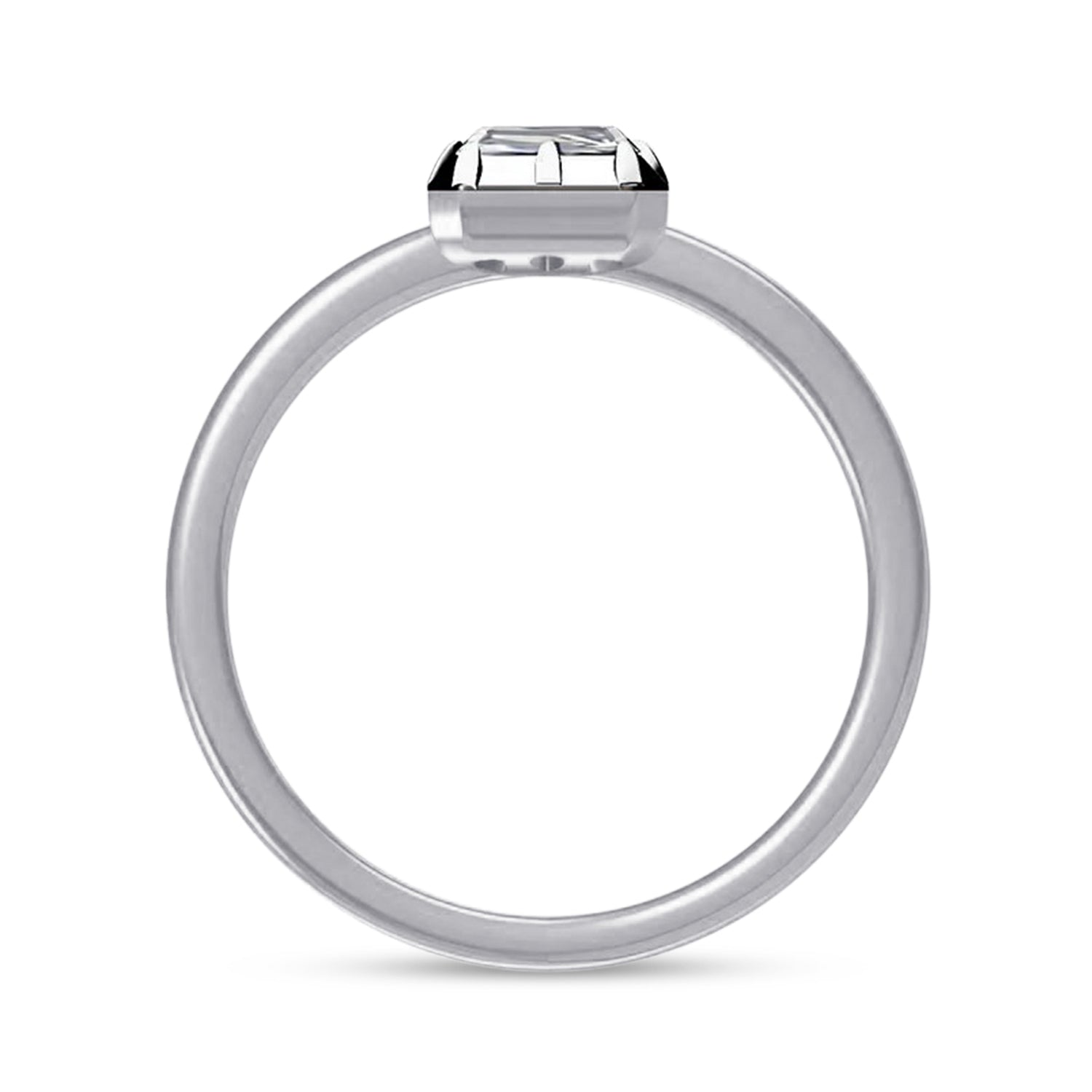Solitaire Two Tone Emerald Shape Lab Created Moissanite Ring