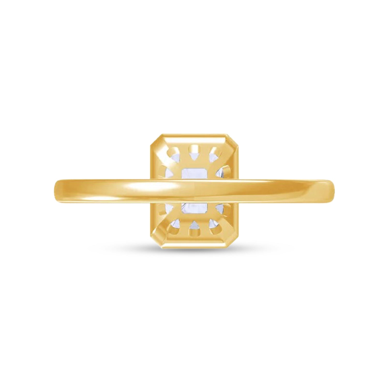 Solitaire Two Tone Emerald Shape Lab Created Moissanite Ring