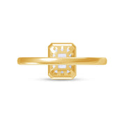 Solitaire Two Tone Emerald Shape Lab Created Moissanite Ring