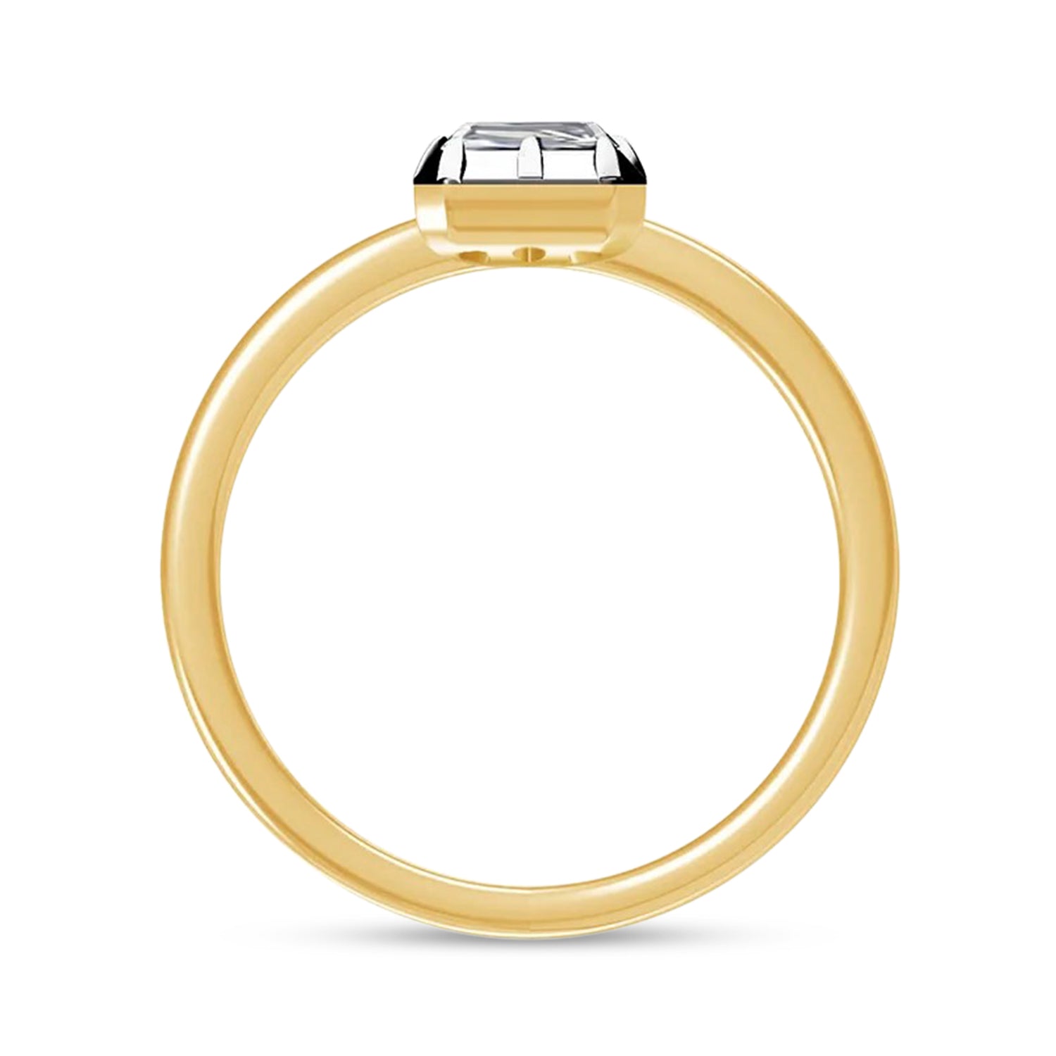 Solitaire Two Tone Emerald Shape Lab Created Moissanite Ring