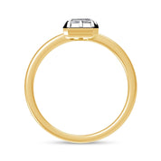 Solitaire Two Tone Emerald Shape Lab Created Moissanite Ring