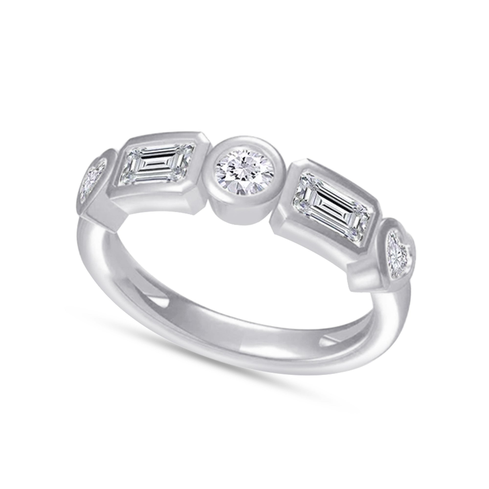Multi Shape Lab Created Moissanite 2MM Width Half Eternity Ring