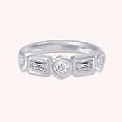 Multi Shape Lab Created Moissanite 2MM Width Half Eternity Ring